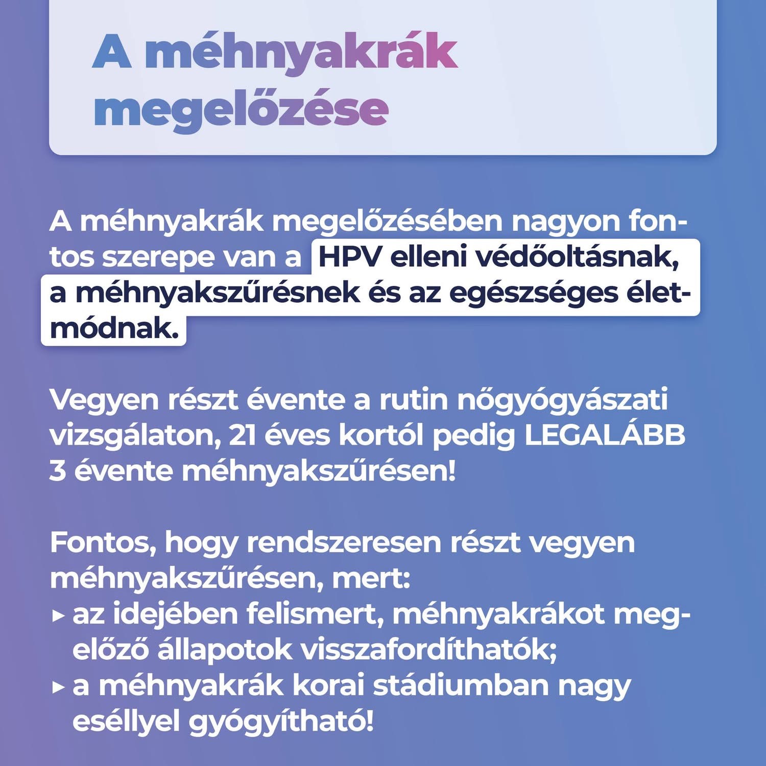 méhnyakrák megelőzése